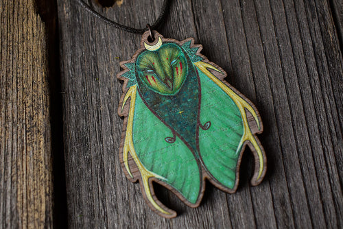 *PRE-ORDER* Owl Luna Moth Wooden Necklace