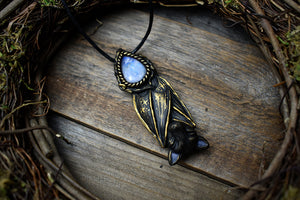 Bat with Moonstone Necklace