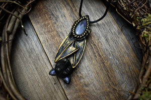 Bat with Labradorite Necklace