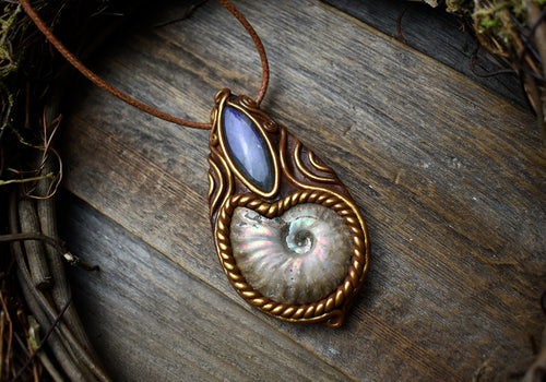 Ammonite with Labradorite Necklace