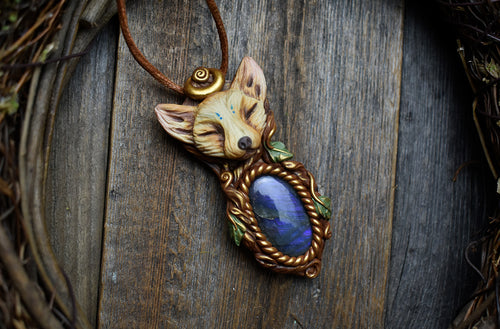 Fennec Fox with Labradorite Necklace