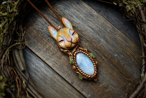 Rabbit with Moonstone Necklace