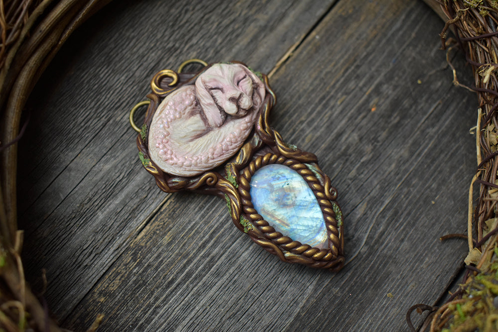 Neverending Story - Falkor with Moonstone Necklace
