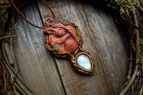 Squirrel with Moonstone Necklace