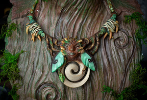 HanaHonua Collab - Forest Goddess with Olive Wood Spiral Collar