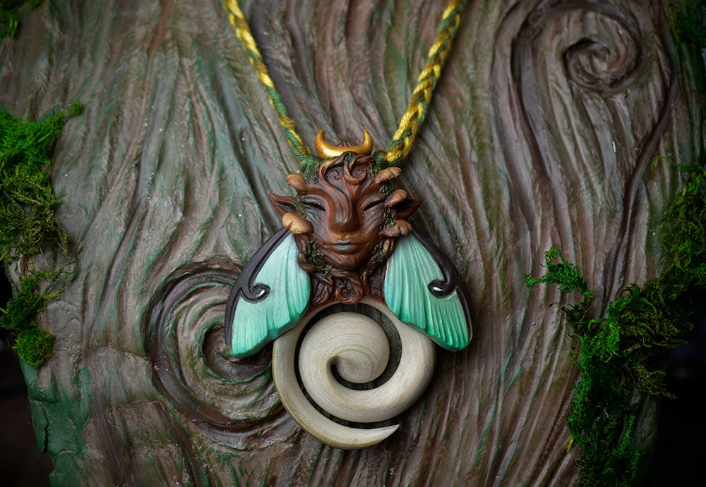 HanaHonua Collab - Forest Goddess with Olive Wood Spiral Necklace