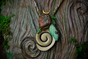 HanaHonua Collab - Forest Goddess with Olive Wood Spiral Necklace