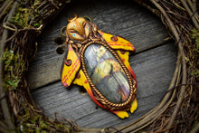 Comet Moth Barn Owl with Labradorite Necklace