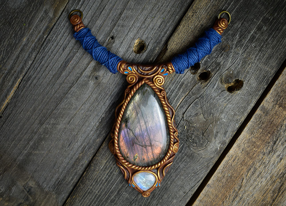 Labradorite with Moonstone Half-Collar Necklace
