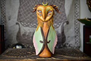 Barn Owl Chinese Moon Moth - 7" Sculpture