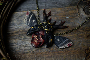 Wild Stag Beetle with Garnet Necklace
