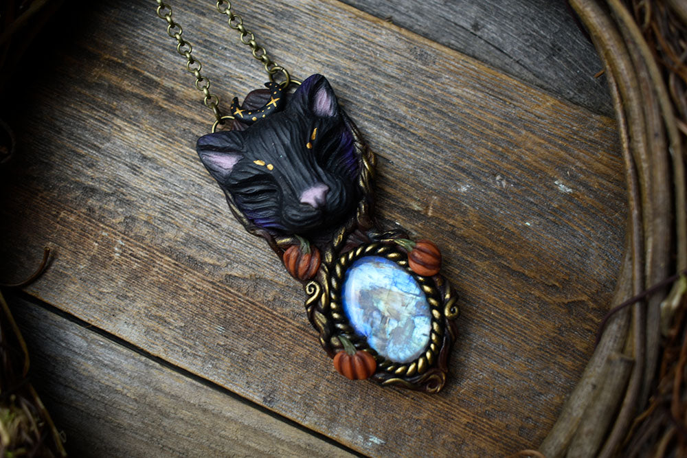Cat with Moonstone Necklace