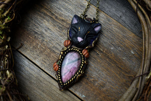 Cat with Labradorite Necklace