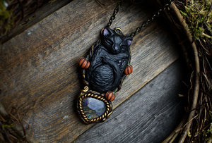 Cat with Labradorite Necklace