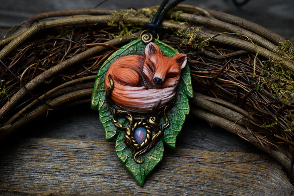 Fox Leaf with Ethiopian Opal Necklace