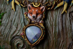 Fox with Labradorite Collar Necklace