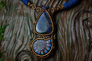 Labradorite with Opal Inlaid Ammonite Collar Necklace