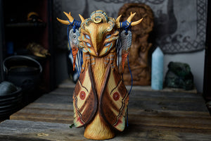Barn Owl with Emperor Moth Wings - 7.5" Sculpture
