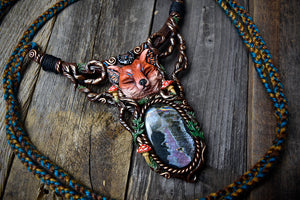 Monarch Butterfly Fox with Labradorite Half-Collar Necklace