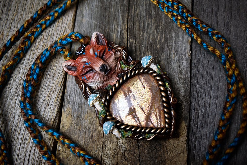 Fox with Sunstone Necklace