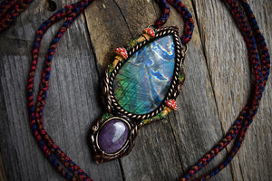 XL Labradorite with Ruby Necklace
