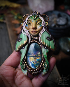 Luna Moth Faerie with Labradorite Necklace