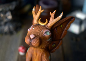 *APRIL PRE-ORDER* Polyphemus Moth Jackalope 5.5" Sculpture