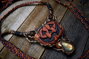 Jack-O-Lantern with Labradorite Half-Collar