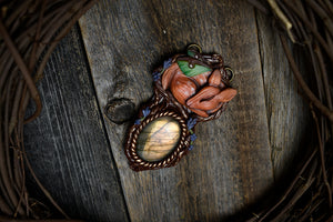 Sleeping Luna Moth Fawn with Labradorite Necklace