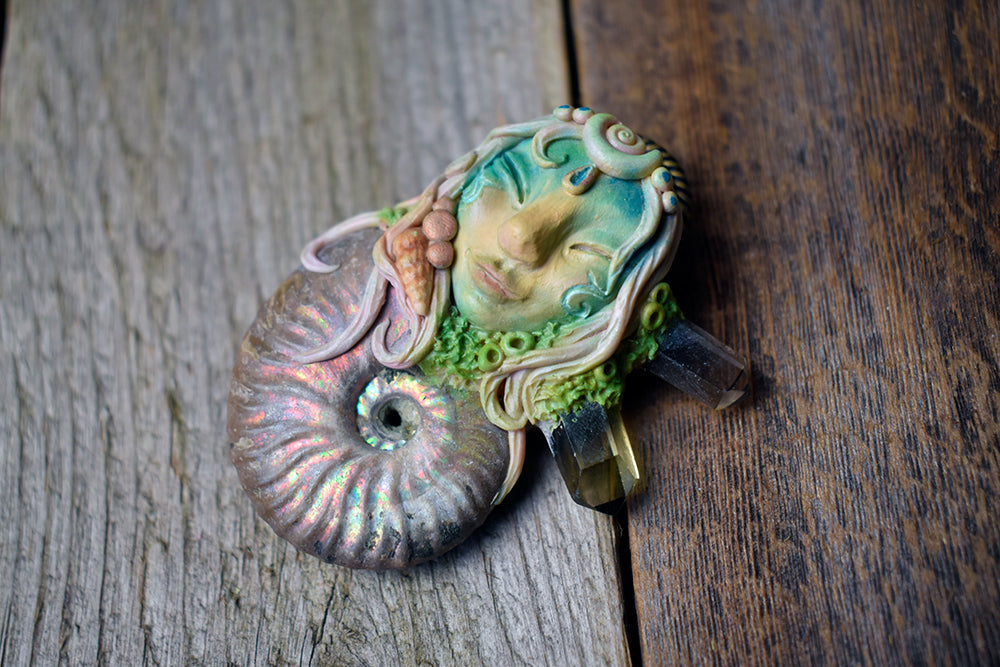 Water Goddess with Ammonite and Citrine Necklace