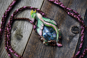 Luna Moth Dragon with Labradorite Necklace
