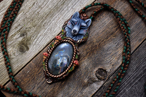 Wolf with Labradorite Necklace