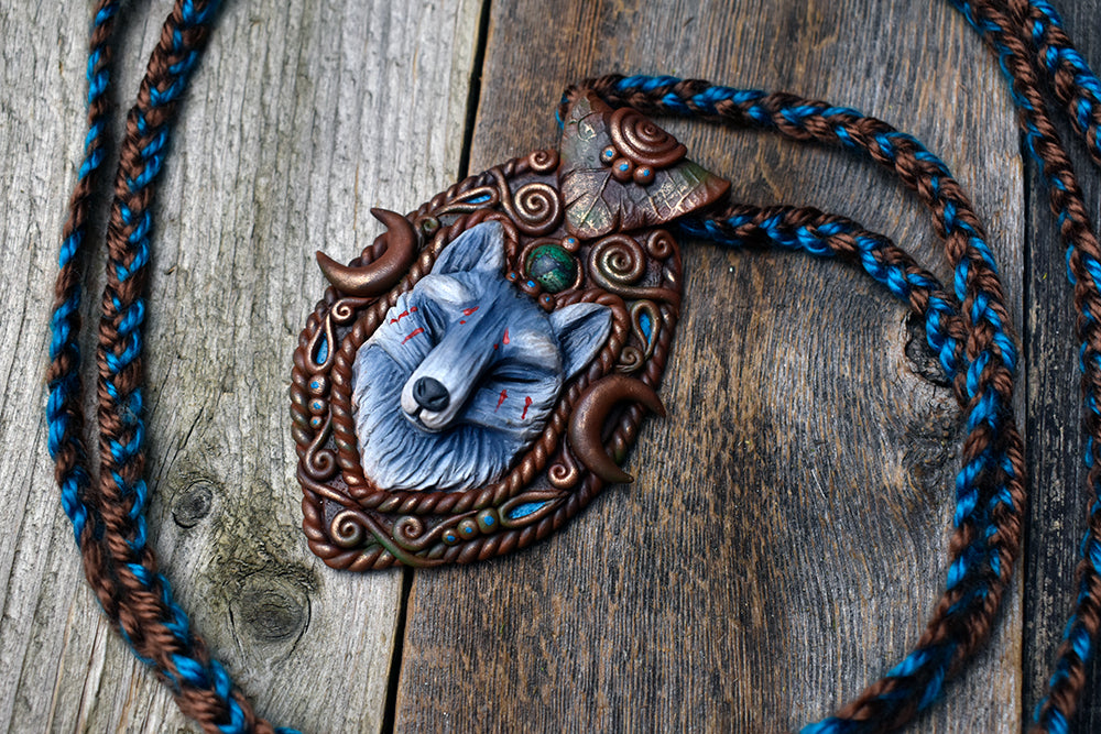 Wolf with Azurite Necklace