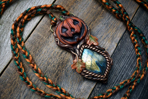 Jack-O-Lantern with Labradorite Necklace