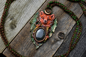 Fox with Labradorite Necklace