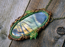 Smoky Citrine and Labradorite Antler Torc Necklace