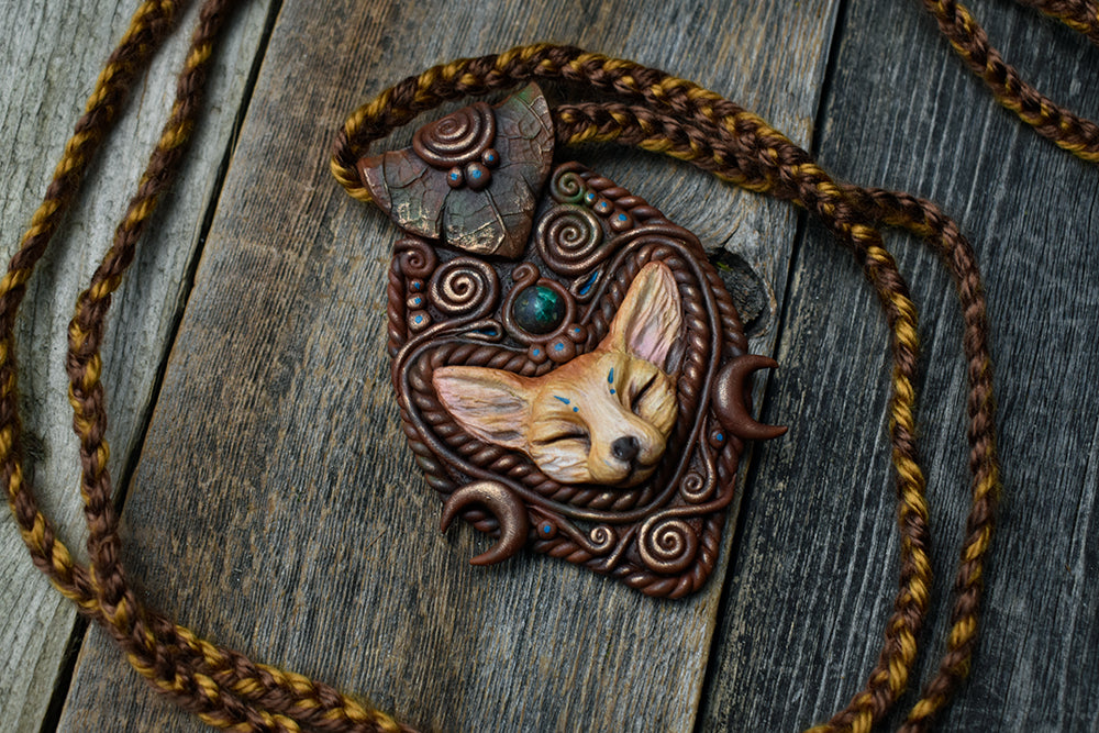 Fennec Fox with Azurite Necklace
