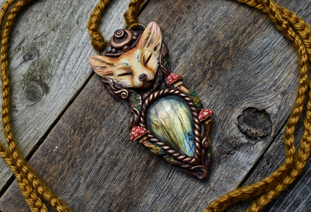 Fennec Fox with Labradorite Necklace