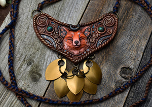 Fox with Azurite Necklace