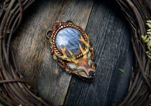 Deer with African Moonstone Necklace