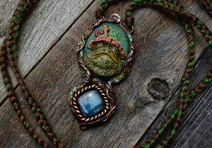 Toad with Labradorite Necklace