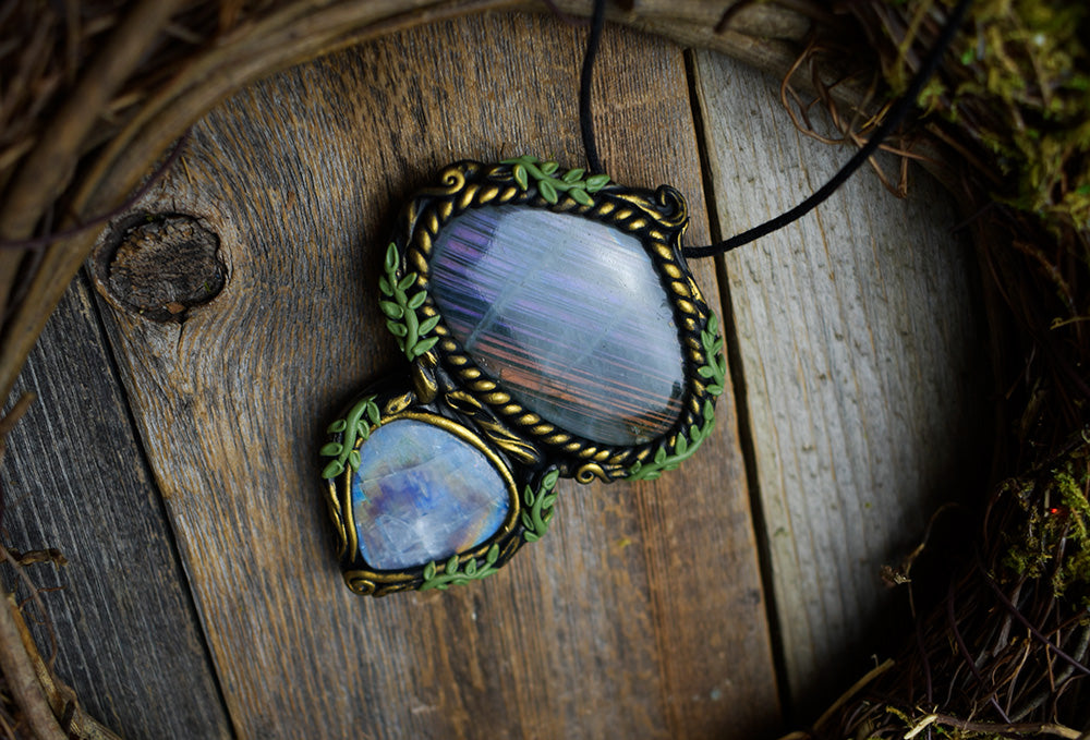 Ferns - Labradorite with Moonstone Necklace