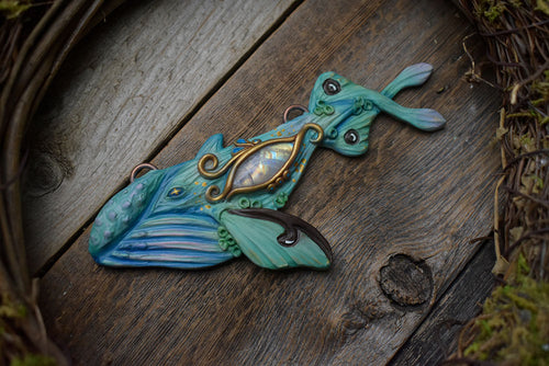 Luna Moth Humpback Whale with Moonstone Necklace