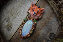 Fox with Moonstone Necklace