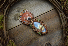 Red Panda with Moonstone Necklace *Broken Stone, see description