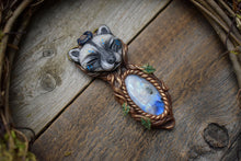 Raccoon with Moonstone Necklace
