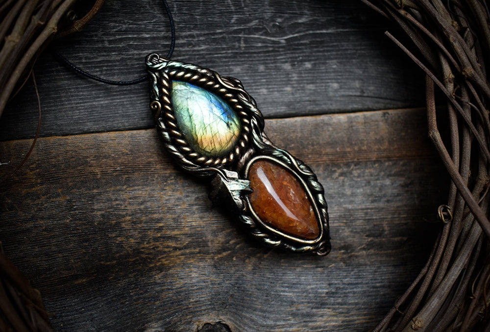 Labradorite with Carnelian Forest Necklace