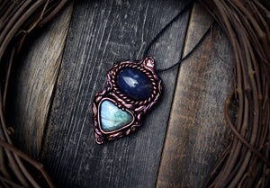 Agate with Labradorite Forest Necklace