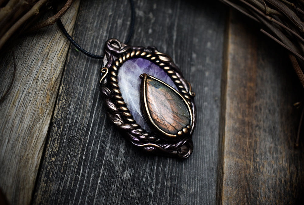 Amethyst with Labradorite Forest Necklace