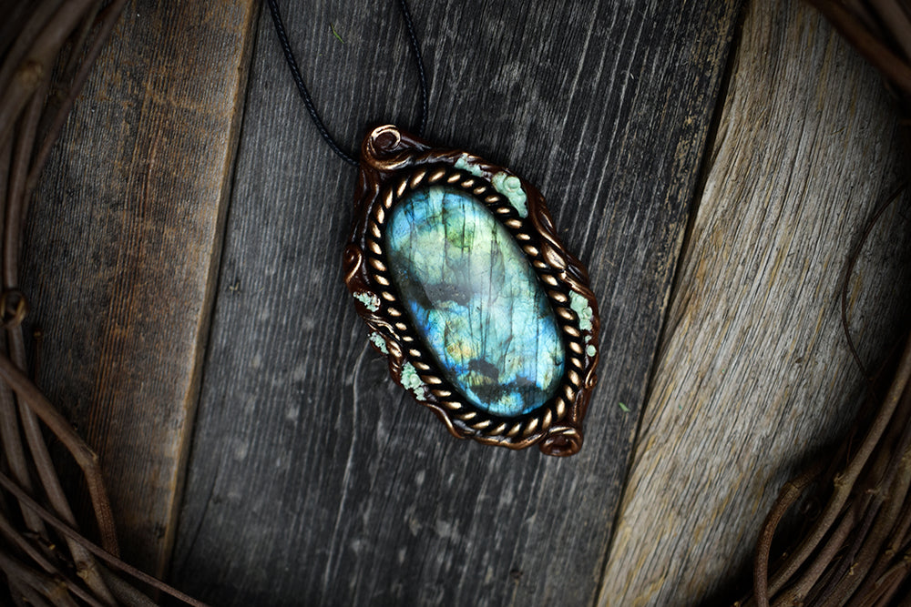 Labradorite Lichen Forest Necklace